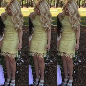 Women's Halter Neck Midi Lace Party Cocktail Dress